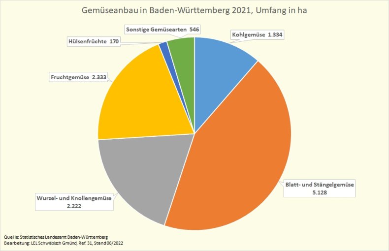 Diagramm Gemüseanbauumfang in Baden-Württemberg