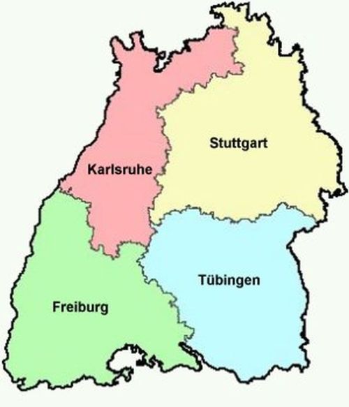 Karte Regierungspräsidien Baden-Württemberg