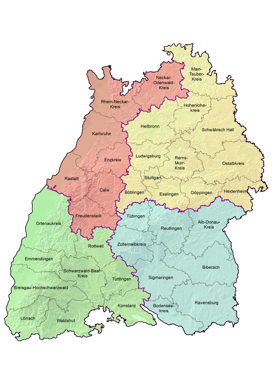 Landkarte Untere Landwirtschaftsbehörden in Baden-Württemberg