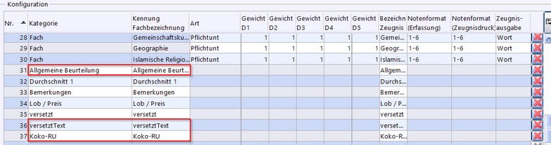 Zeugniseinstellungen AGY Kl. 5-6